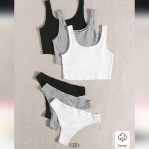 NWOT 6 Peice Set Sleep Ribed Bra Top and Matching Underwear